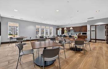 Resident lounge with kitchen and dining space